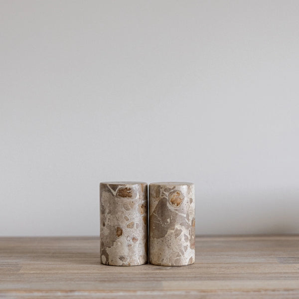CHOCOLATE MARBLE SALT & PEPPER SHAKERS