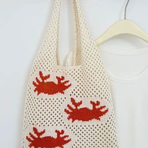 CRAB CROCHET TOTE BAG