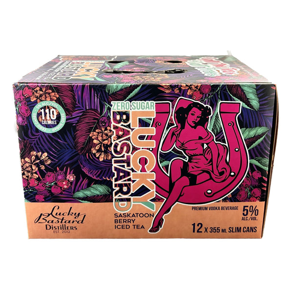 LUCKY BASTARD ZERO SUGAR SASKATOON BERRY ICED TEA - 12 PACK