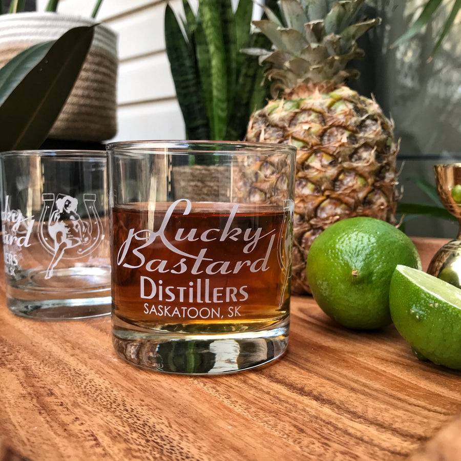 LUCKY BASTARD ROCKS GLASS